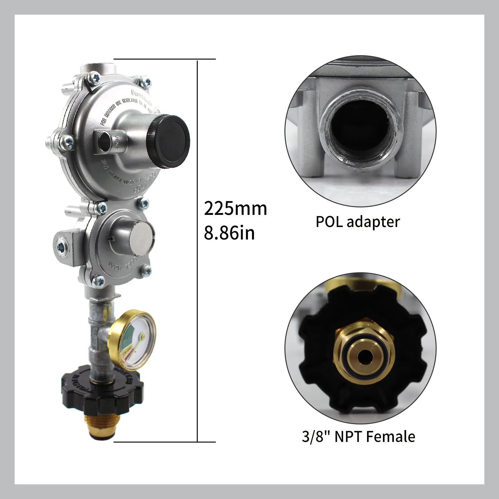 2 Stage Propane Regulator Pol Inlet With Pressure Gauge For Rv Trailer