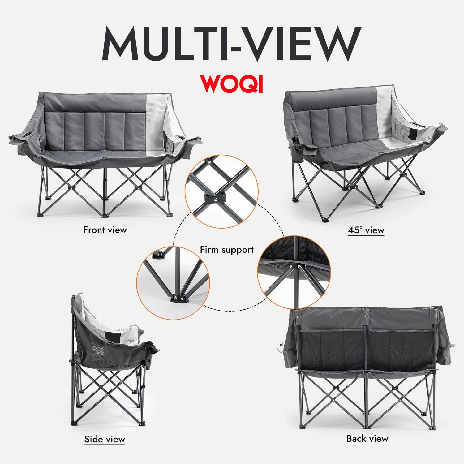 Woqi Two Person Camping Chair Portable 2person Folding Camping Chair