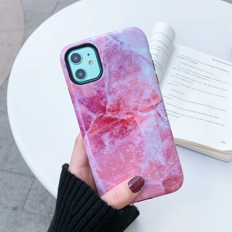 Marble Pattern Solid TPU PC Cell Phone Case For iPhone 11 Pro Max
