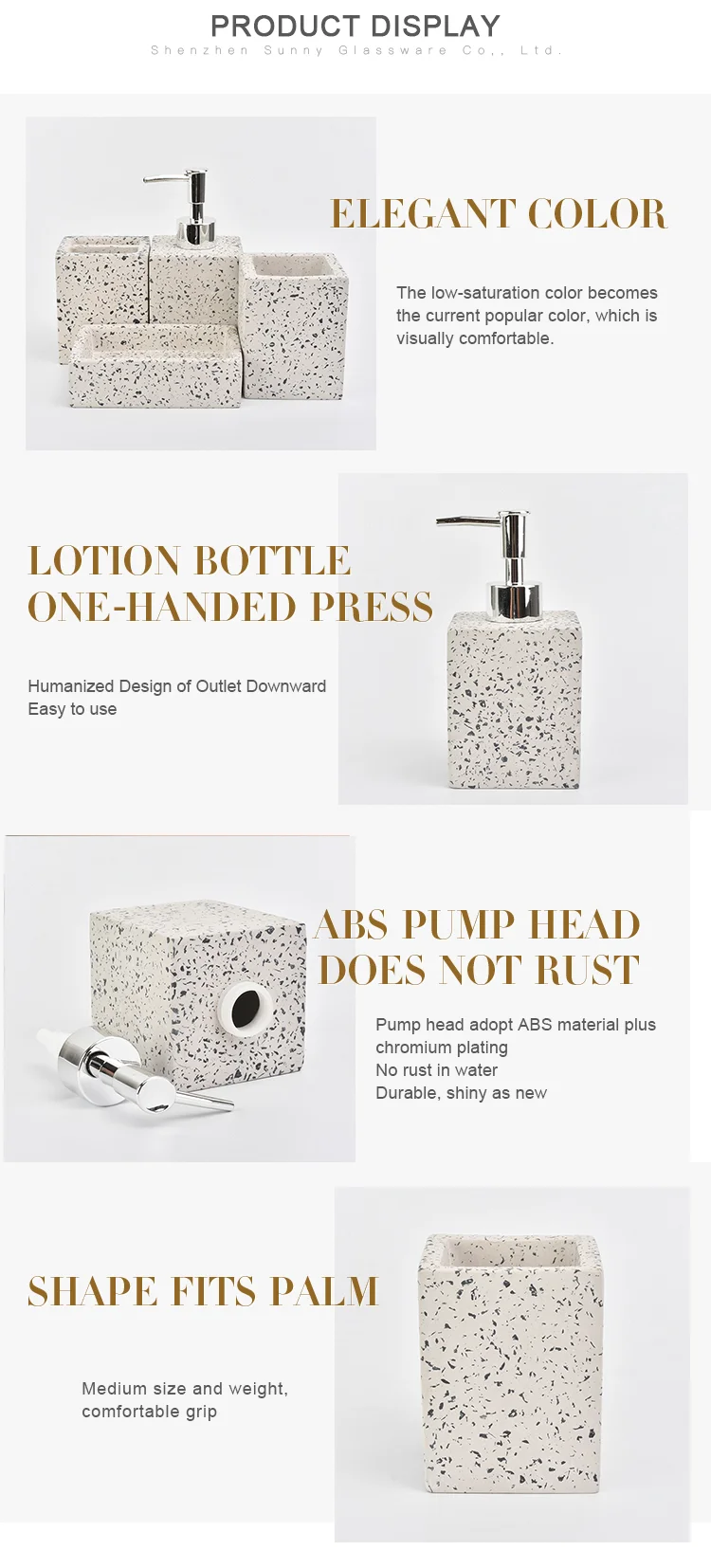 toothbrush holder and soap dispens concrete bathroom accessories set