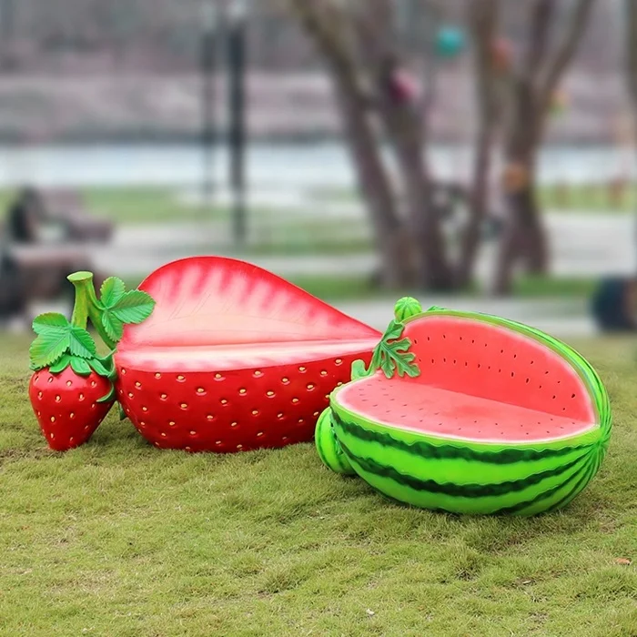 Outdoor fruit Statue Strawberry Chair Giant Strawberries Fiberglass ...