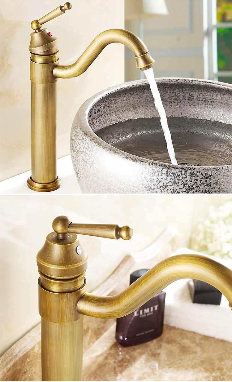 2019 China Low Price Single Lever Hot And Cold Antique Bronze Bathroom Faucet