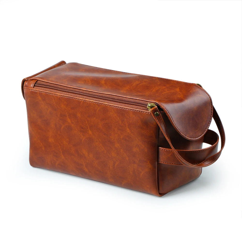 大化妆包带拉链旅行剃须袋合成革化妆包洗漱用品配件整理包