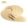 24 hours shipping stock european human hair blonde clip in remy hair extensions