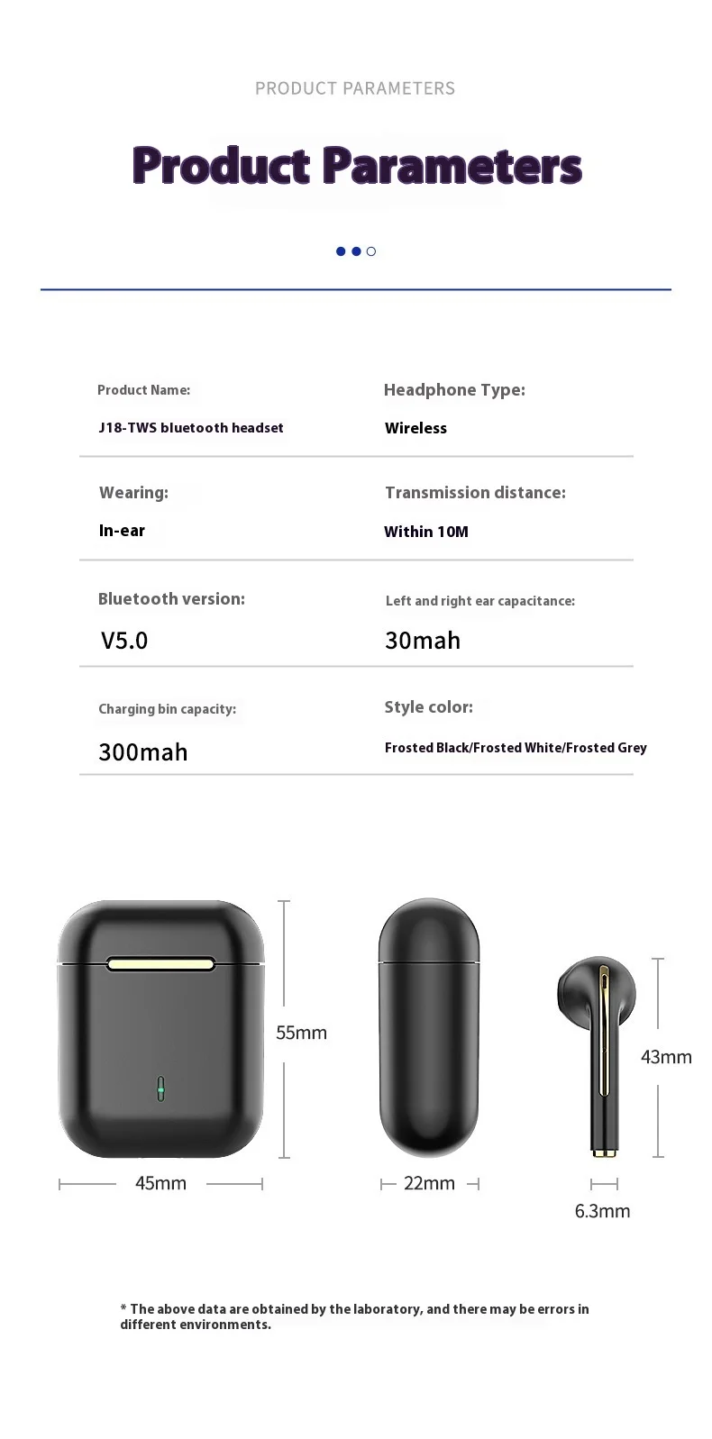 J18 TWS In-Ear Stereo Sports Earphones New Hot Item Wireless for Bluetooth Noise Cancelling LED Digital Display Private Mold JL