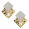 new product silver plated geometric square abalone shell earrings