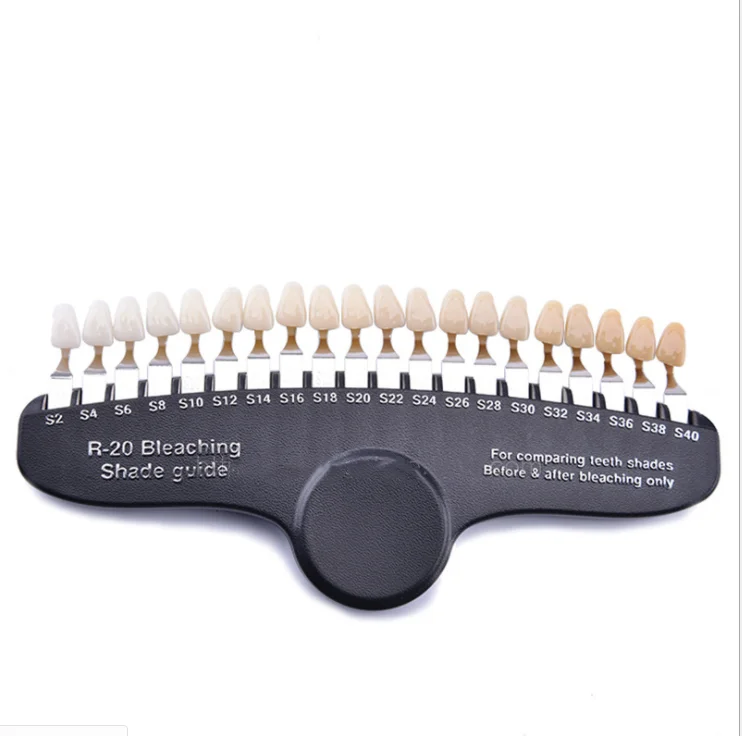 치과 색도계 20 그늘 가이드 치아 미백 색도계 색도계 정밀 액자 거울 고급 포장 Buy 치과 색도계,비색 정밀 치아 비색계