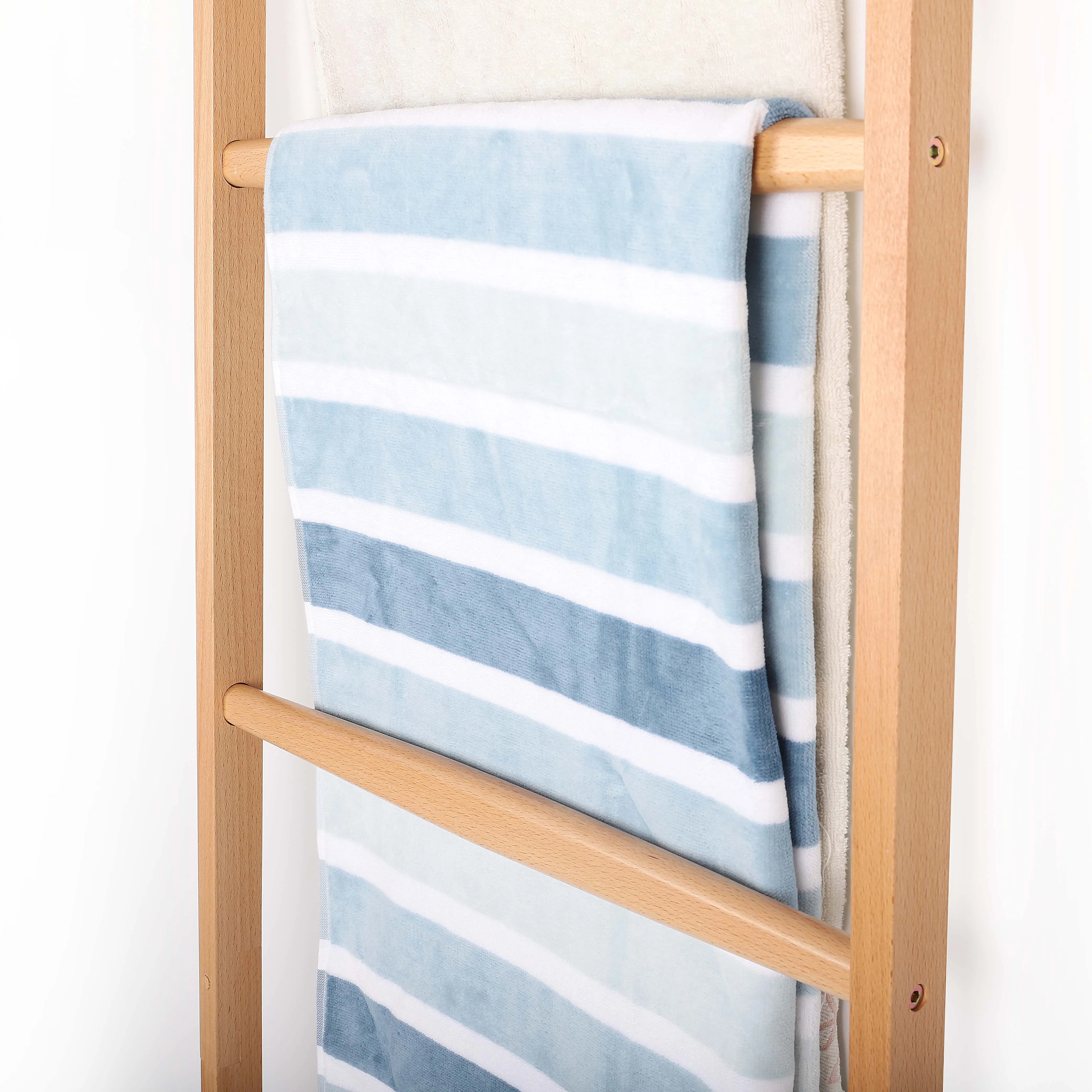 Bamboo Towel Rail Ladder Wood Clothes Storage Rack With 6 Bars Buy