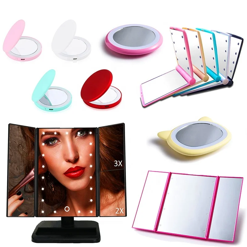 Wholesale Custom Travel Foldable Led Cosmetic Mirror,Portable Makeup
