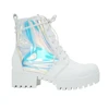 White Womens Ladies Combat Army Boots Military Grip Hiking Walking Lace Up Shoes Comfy