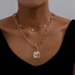 Stainless steel bijoux diamante collier femme sieraden bijoux acier inoxydable collier multi layered necklaces ketting 2Pcs/Set