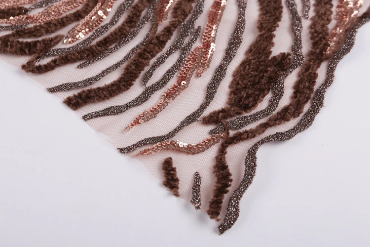 设计师面料灯芯绒丝绒条纹网绣亮片薄纱面料婚纱s-11622