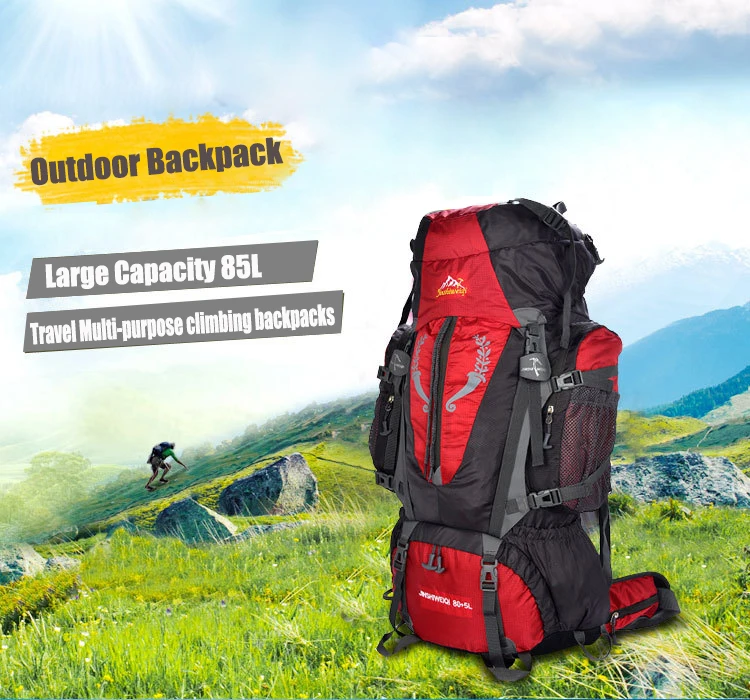 Large 85L StrongPadded Travel Backpack Hiking Outdoor Camping Rucksack Festivals 