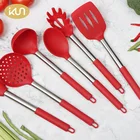 Customized Red Cooking Utensil Set Kitchen Accessories Heat Resistant Kitchen Utensils