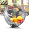 Catering materials and equipments decoration fruit display stand buffet catering service stainless steel metal hammered plate