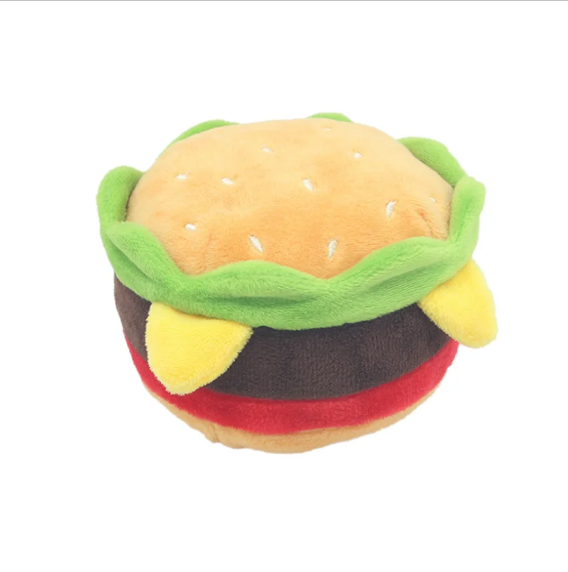 Wholesale Eco Friendly Cute Fast Food Hamburg Soft Durable Squeaky Pet