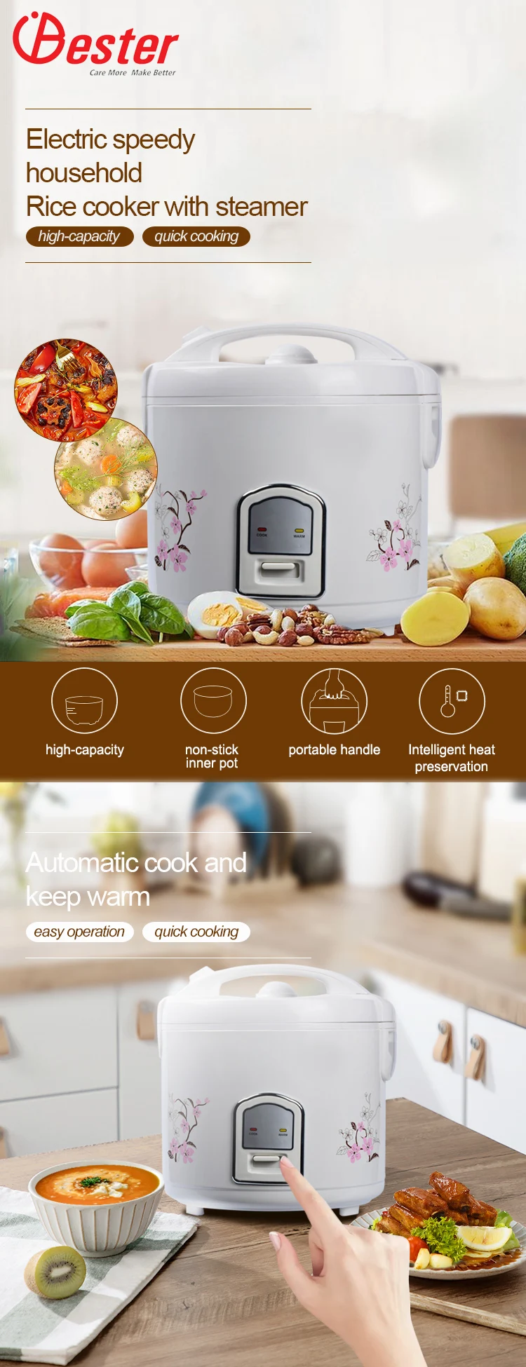1.5l 1.8l Deluxe Rice Cooker With Flower Tinplate Buy Flower Deluxe