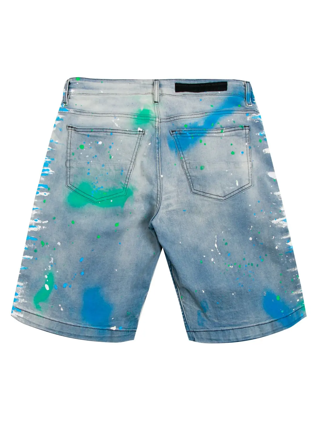 DiZNEW Men's washed jeans painted men's denim comfortable shorts details