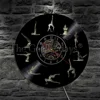 Yoga Decorative Clock Modern Vintage Yoga GYM Body Building Vinyl Clock Wall Clock LED Timepiece Wall Watches