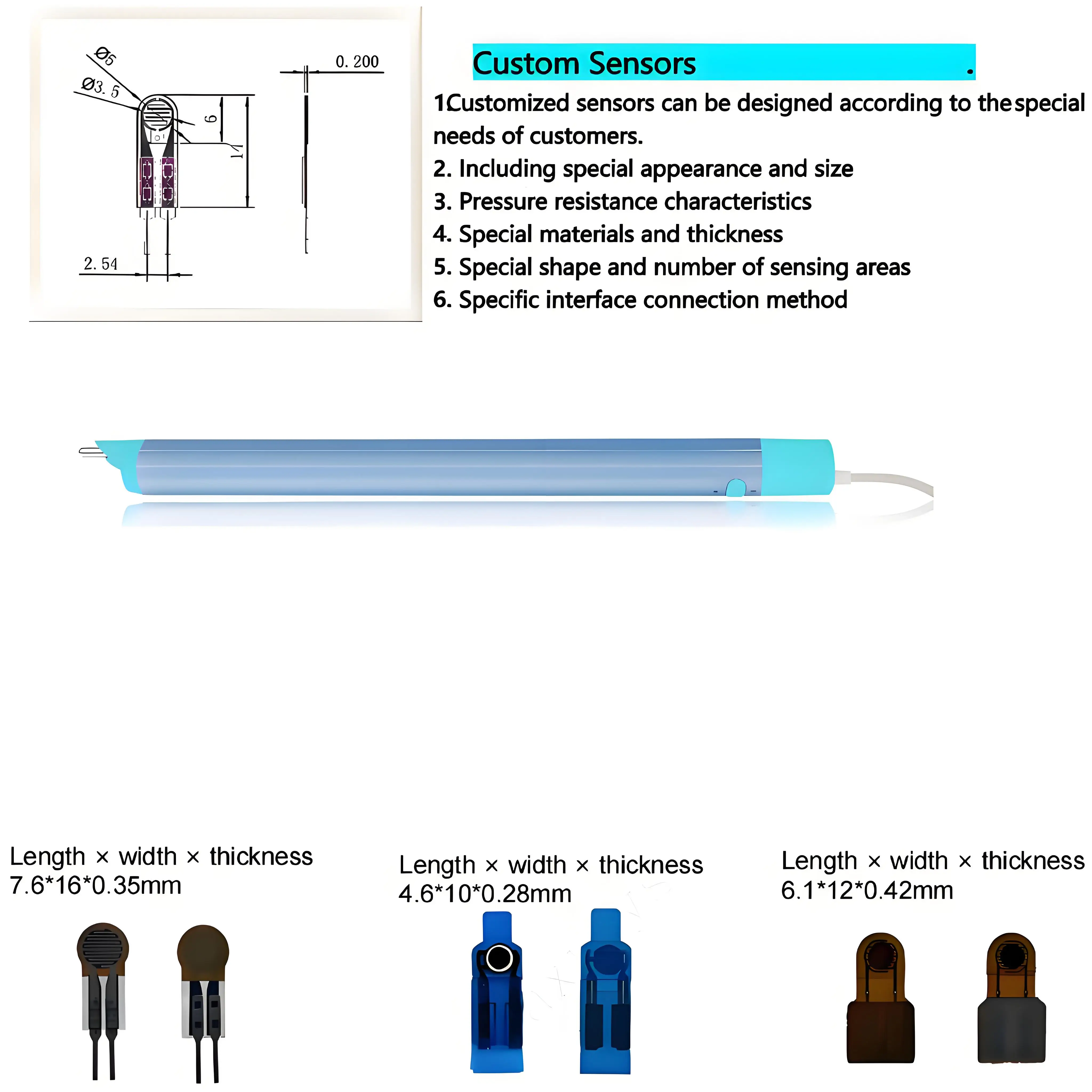 FSR Flexible Thin Film Pressure Sensor for Smart Stylus - Customizable ...
