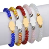 Junjiang SB0026 best selling 316l stainless steel hand charm multi colors handmade stretch glass beads bracelet