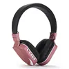 Rose Gold Color Flash Headmounted Heavy Subwooded FM Wireless Bluetooth Headset With Plug-in Card