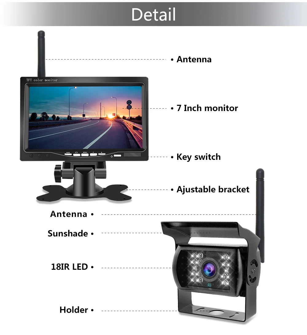 2.4ghz Car Vehicle Cctv Monitoring 720p Hd Video Back Up Rear View