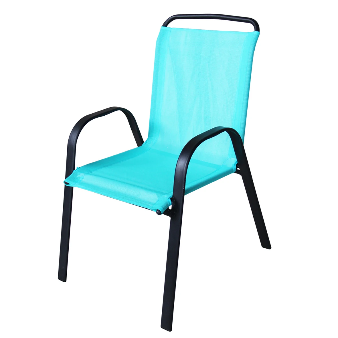 teal outdoor steel sling stacking chair