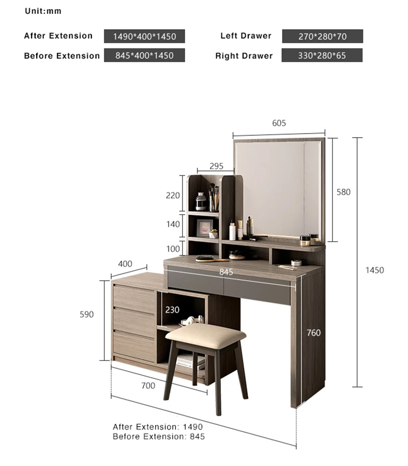 Modern Wood Dressing Table With Swivel New High Quality Swivel