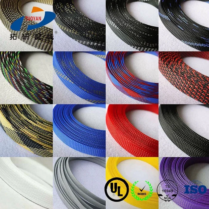 TUOYAN Factory supply Automotive Colorful PET Braided Expandable Cable Sleeve Braided Cable Sleeving supplier