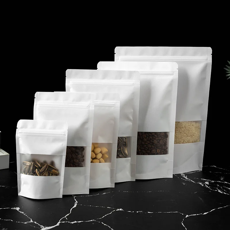Custom printed biodegradable kraft paper bags food grade stand up zip lock packaging pouch