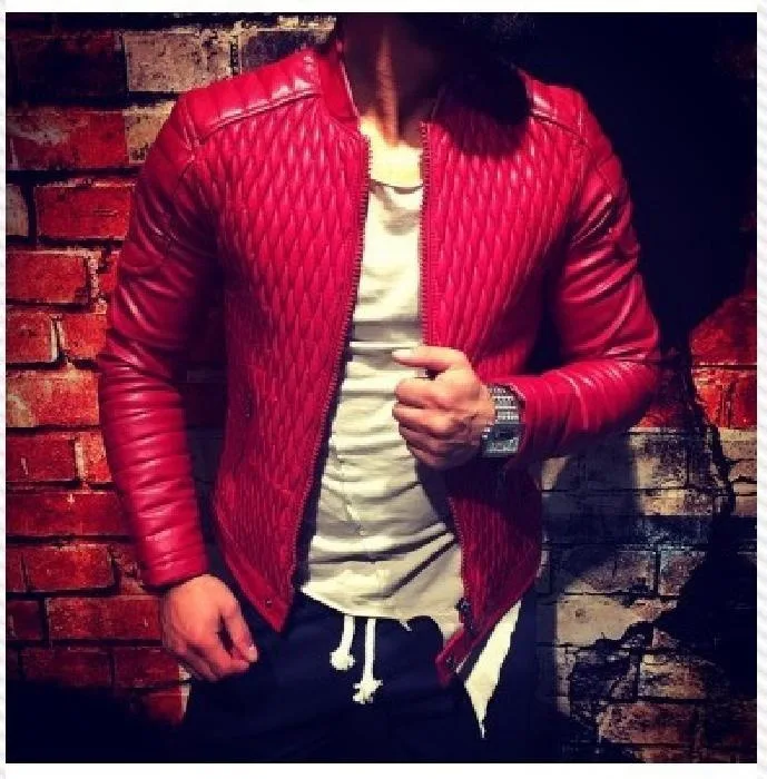 Warm Keeping Pu Leather Jacket Men Zipfront Leather Men's Jackets & Coats Windproof Leather