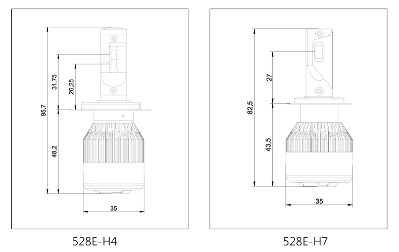 Auto lighting system head light 6000K 8-32V 6000LM 528E led car lights bulb h7 h11 hb3 hb4 slim led headlight