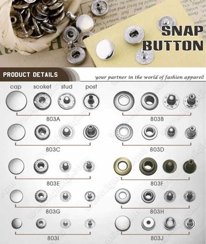 Snap Button Size Chart
