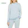 MGOO Custom Cotton Long Sleeves Blue Crewneck Loungewear Women Nightdress