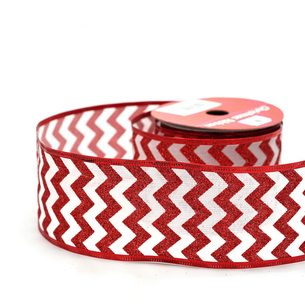 装饰红色闪光波浪线边缘麻袋丝带圣诞定制