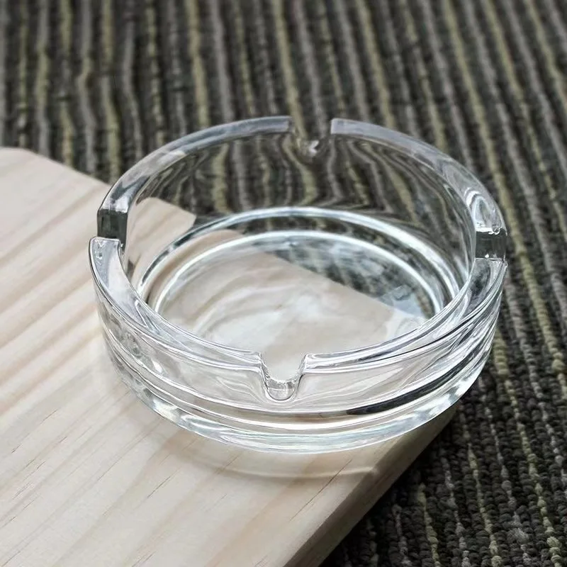 Wholesale Custom Logo Cheap Glass Ashtray Hot Sale 105mm Round Clear