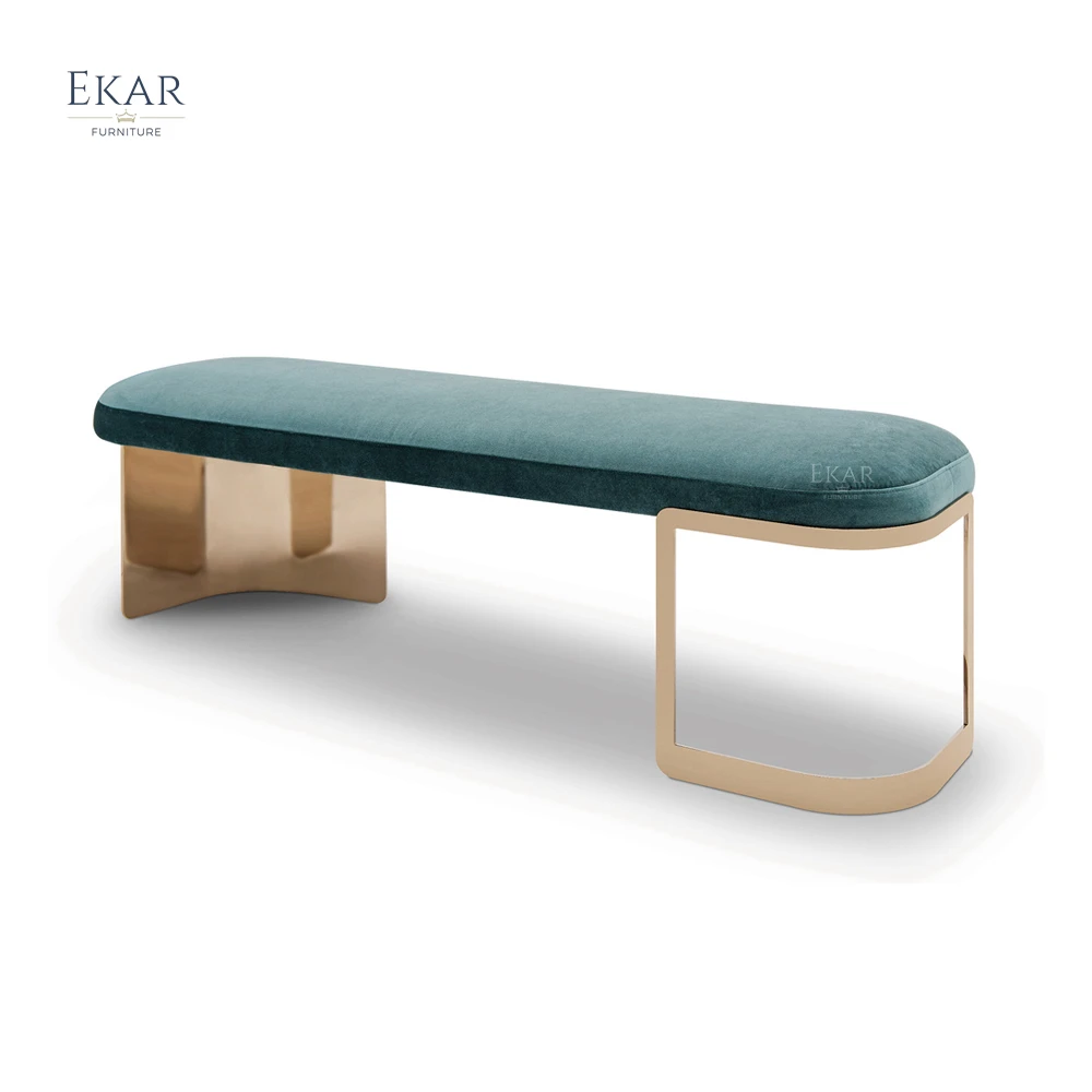 product ekar furniture  high quality modern bench metal foot soft cushion bed end stool-63