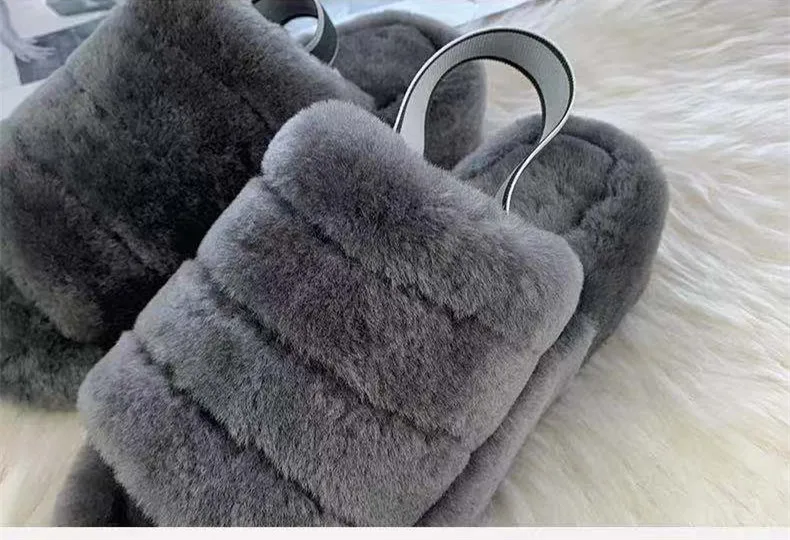 lamb fur slides