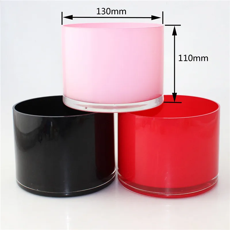 Wholesale Straight Wall Pink Colored Glass Candle Jars With Silver Lid