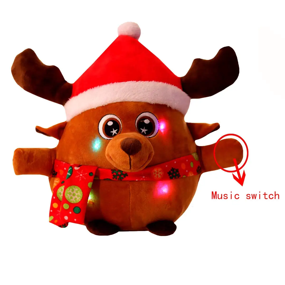 Plush Musical Christmas Toy Baby Reindeer Santa Claus Cute Singing