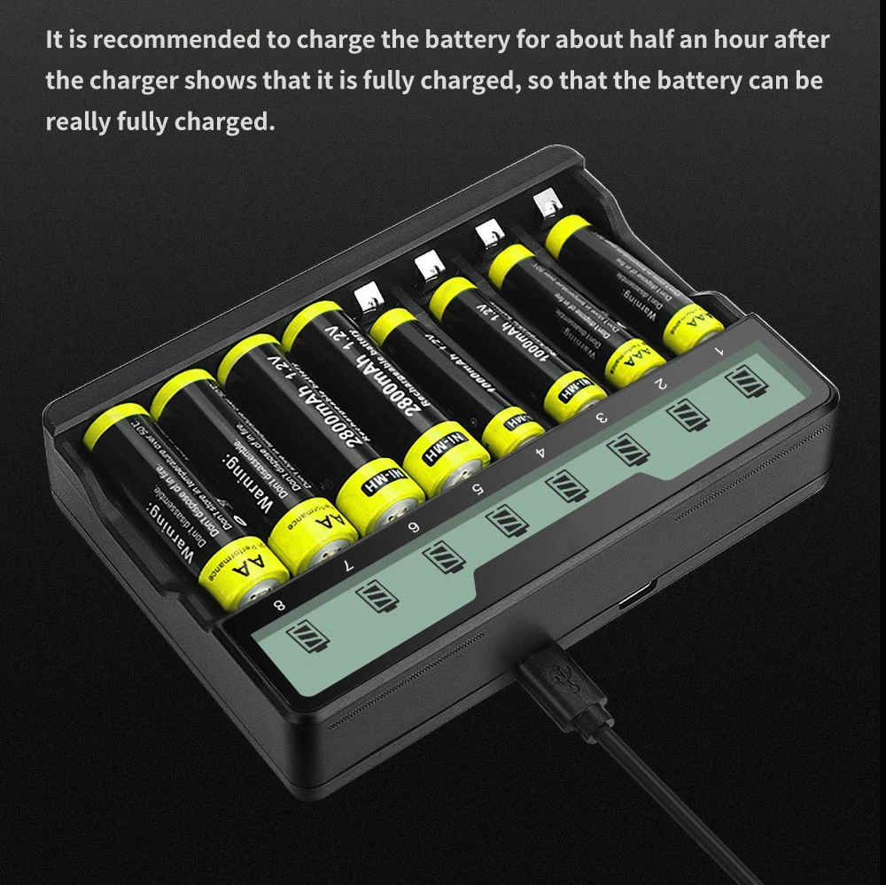 8 Bay Aa Aaa Battery Charger Usb High-speed Charging,Independent Slot ...