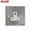 Professional Manufacture Brushed Metal Satin Chrome 1Gang UK Standard Electrical Wall Socket