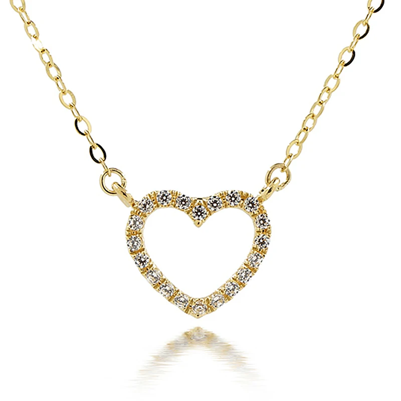 Luxury Pendant Heart Shape 18K Gold Necklace for Women's