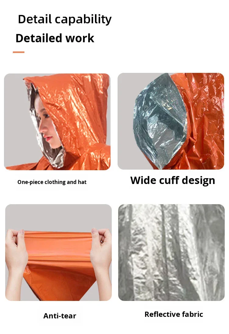 Camping First Aid Cold-proof Warm Waterproof Hooded Mummy Style Cloak ...