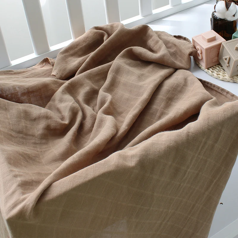 Solid Organic 100 Cotton Muslin Blanket Baby Swaddle Wrap For Autumn