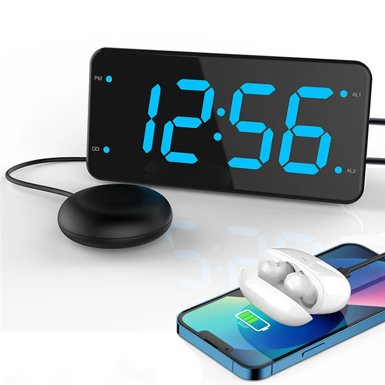 Best Desk Table Ring Vibrate Vibrating Pillow Deaf Loud Alarm Clock with  Bed Shaker for Kids