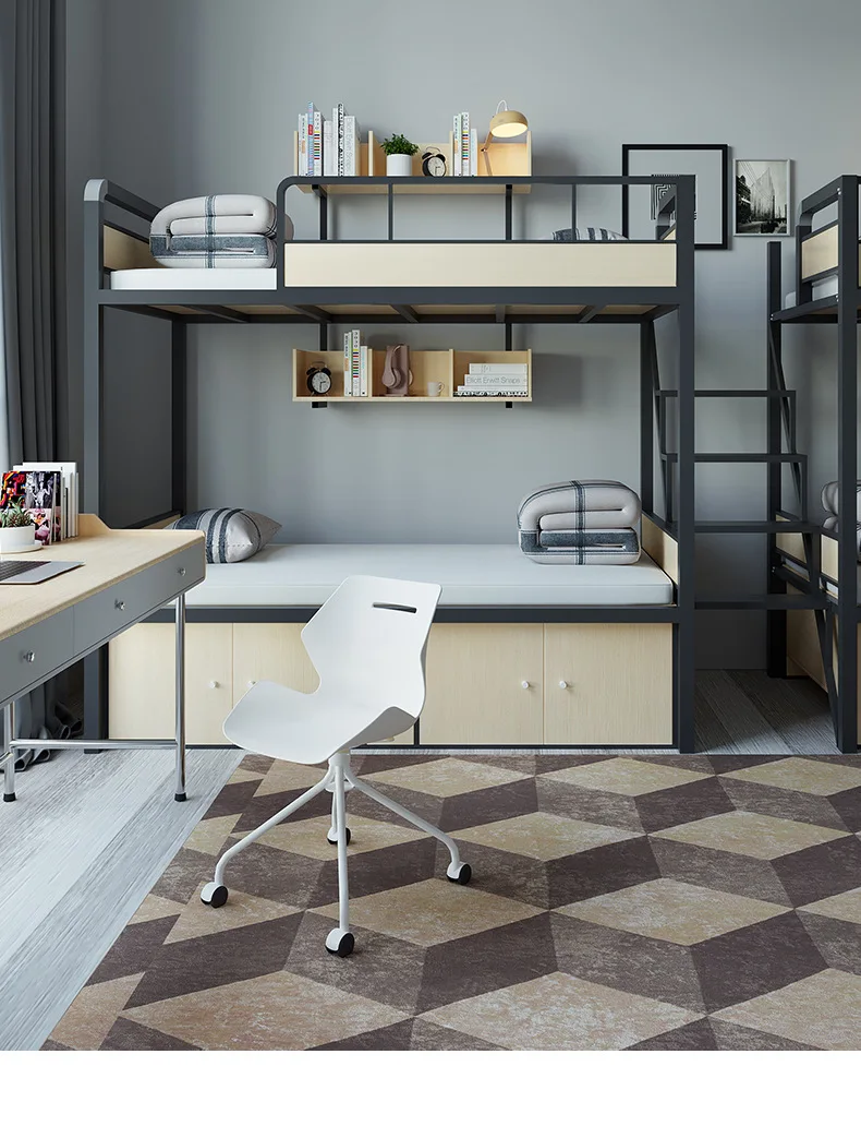 product modern two layer conjoined bunk iron bed student dormitory metal bunk bed-10