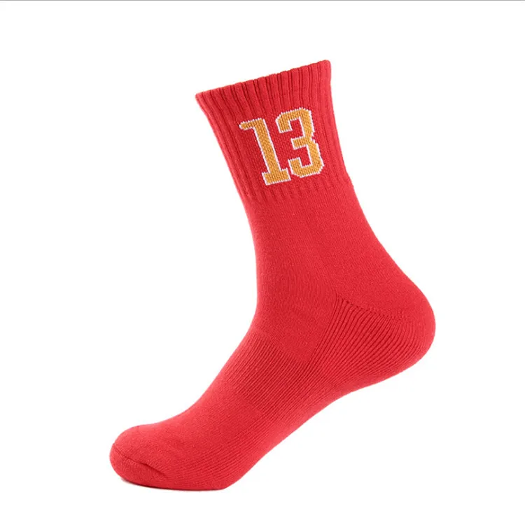 Wholesale Colorful Numbers Good Quality Cotton Mens Basketball Socks