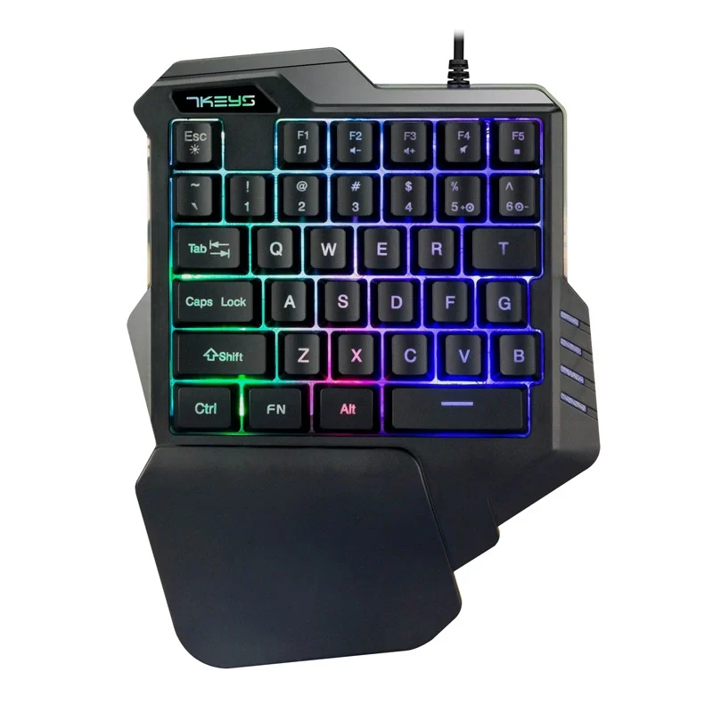 Mini G30 1.6m Wired Membrane Keyboard With LED Back-light For PUBG 35 Keys One-handed Gaming Mechanical Keypad and Mouse RGB